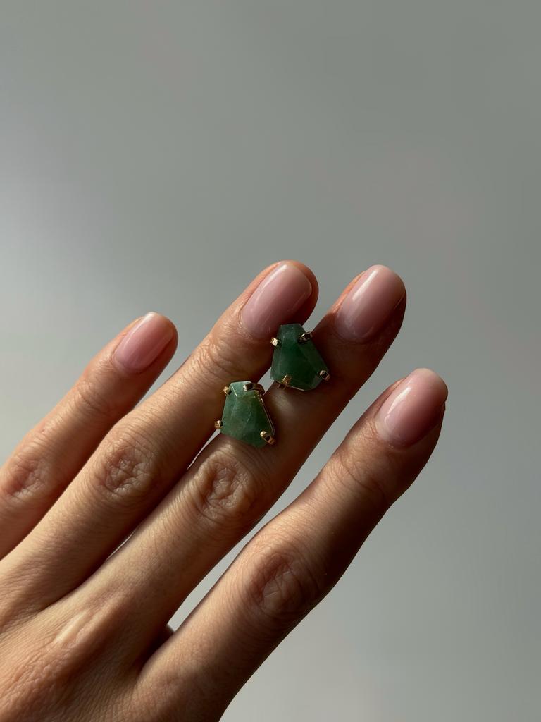 Серьги пусеты с кварцем