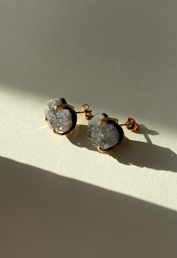 Серьги пусеты со светлым аметистом в форме сердца