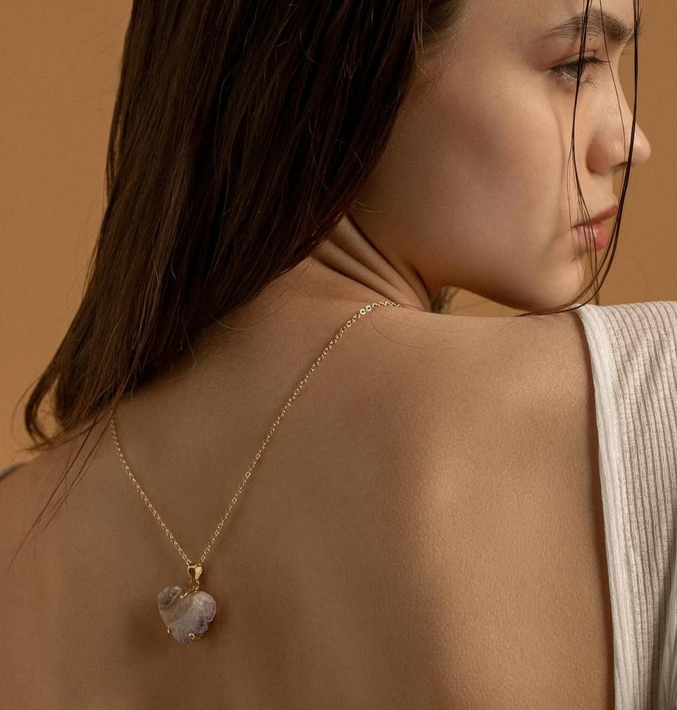 Подвеска со сталактитом аметиста в форме сердца