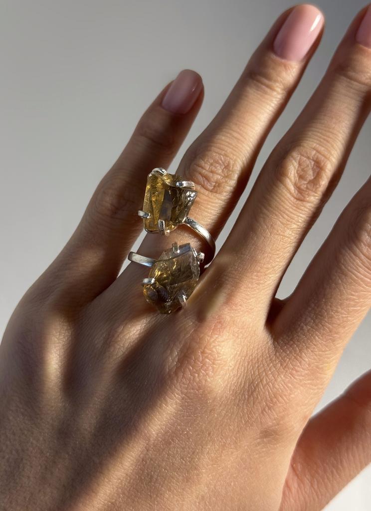 Кольцо с двойным раухтопазом 15,5 - 17,5 размер