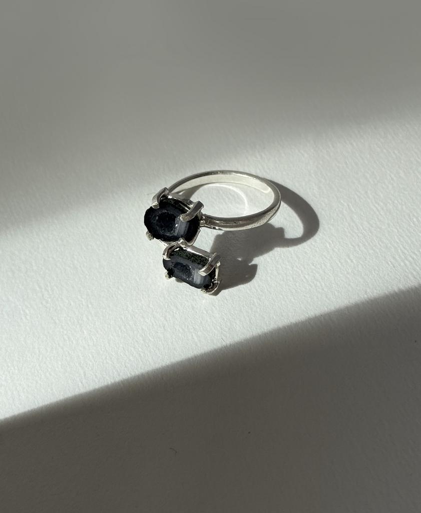 Кольцо с двойной жеодой агата