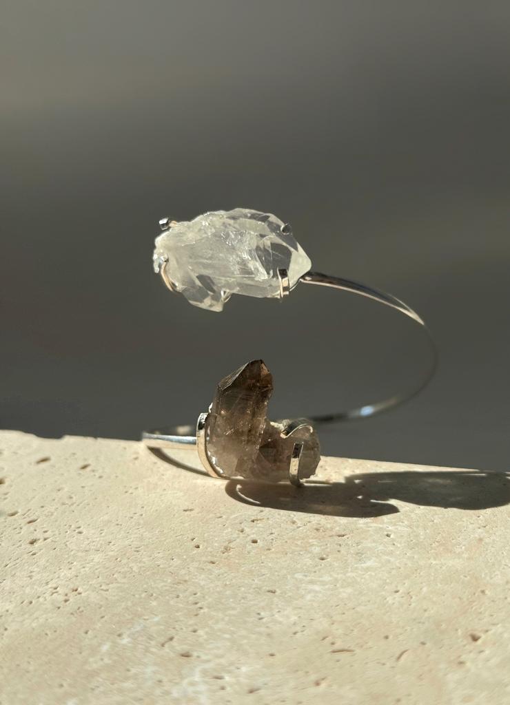 Браслет с раухтопазом и горным хрусталем