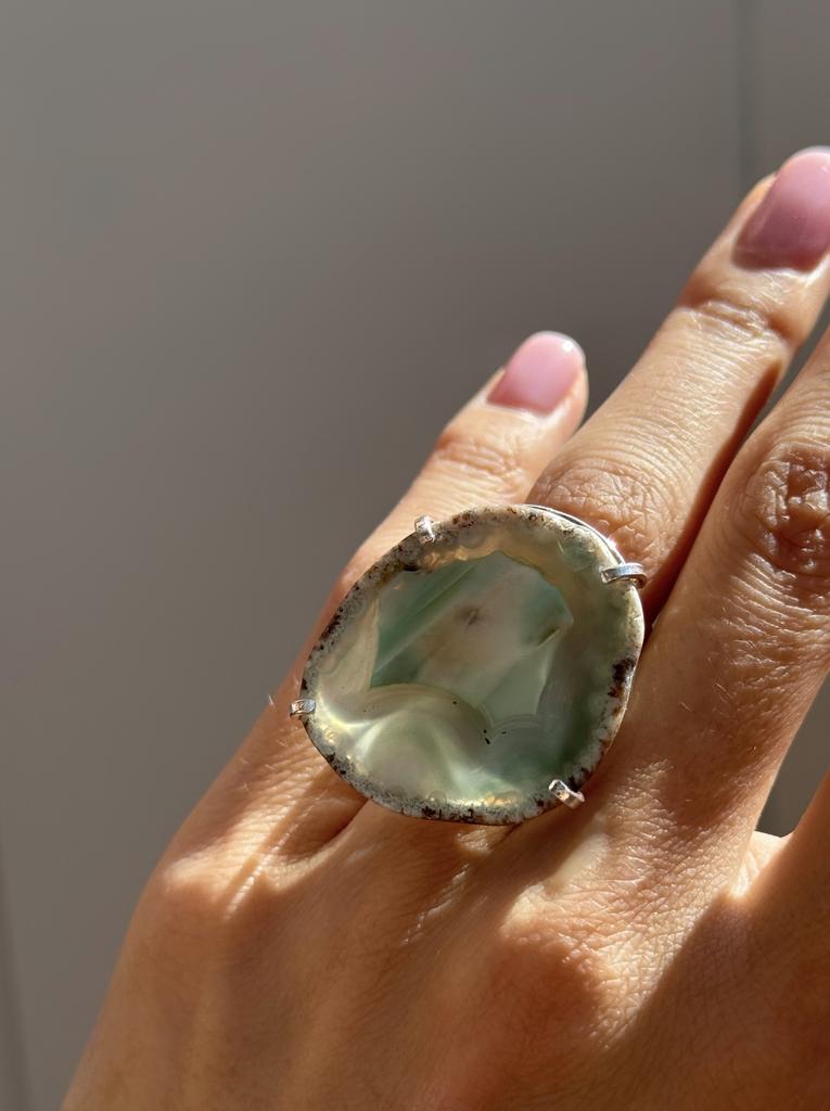 Кольцо со срезом агата