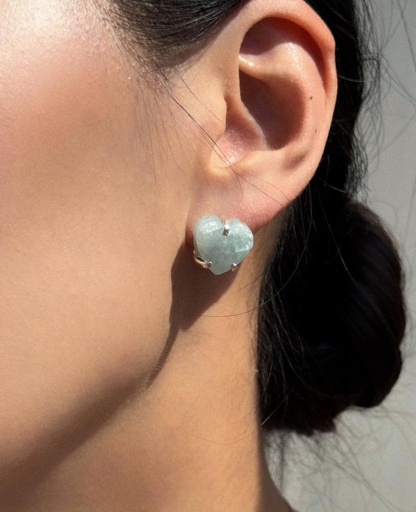 Серьги пусеты с аквамарином