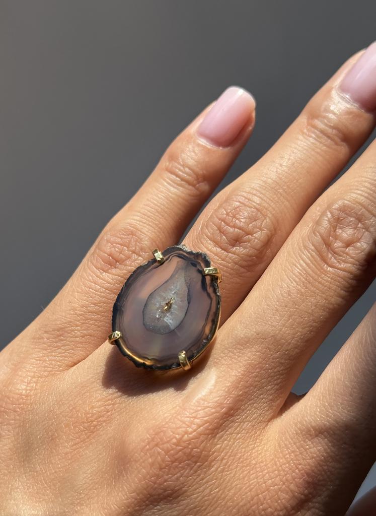 Кольцо со срезом агата