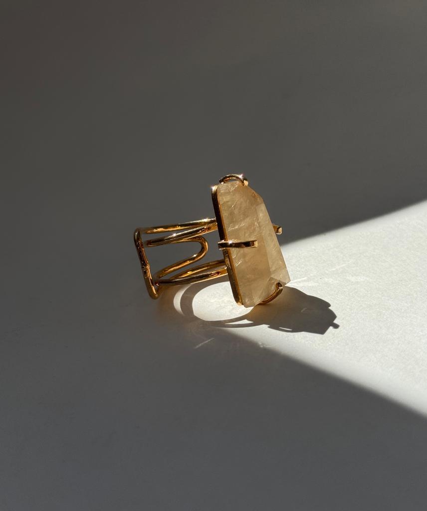 Кольцо с шлифованным цитрином