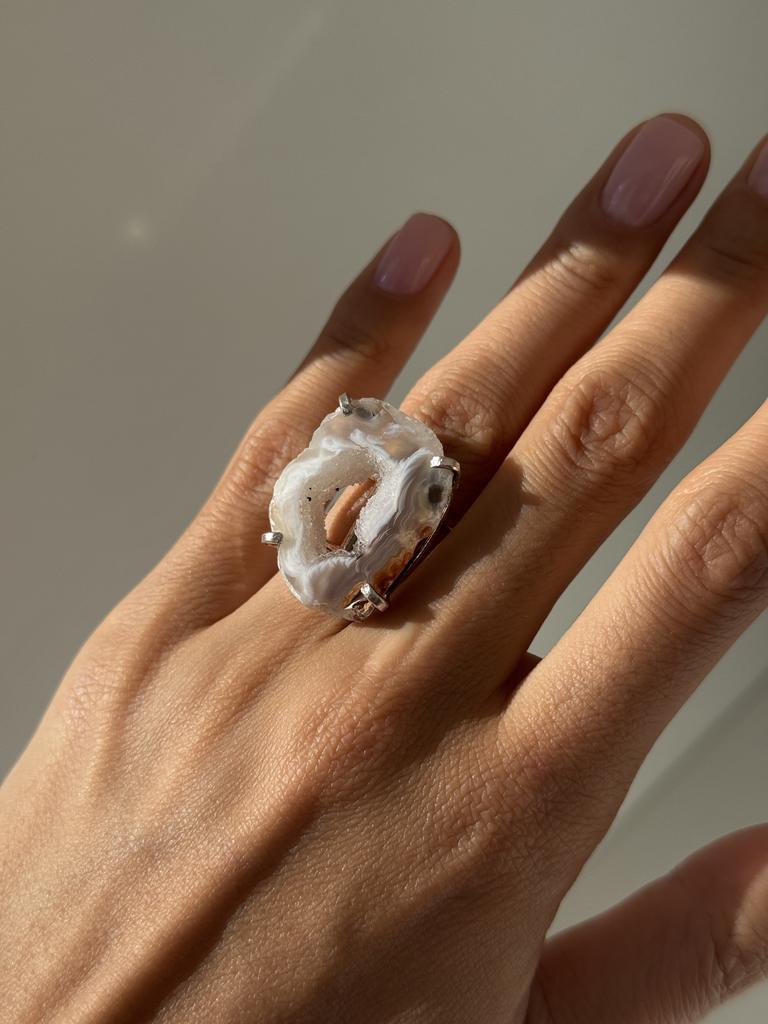 Кольцо со срезом агата