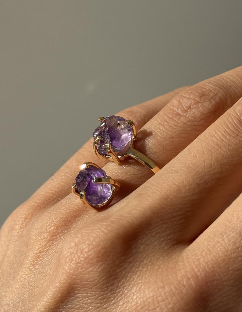 Кольцо с двойным аметистом