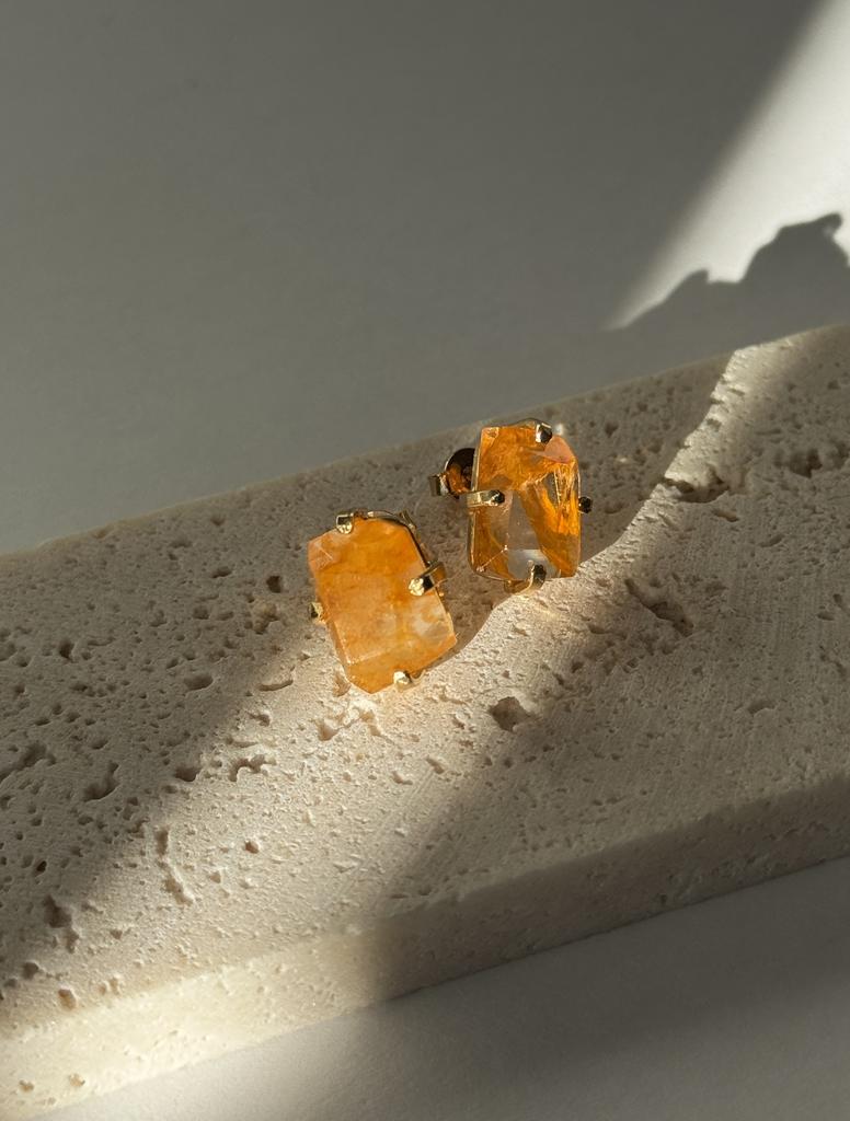 Серьги с шлифованным золотым кварцем