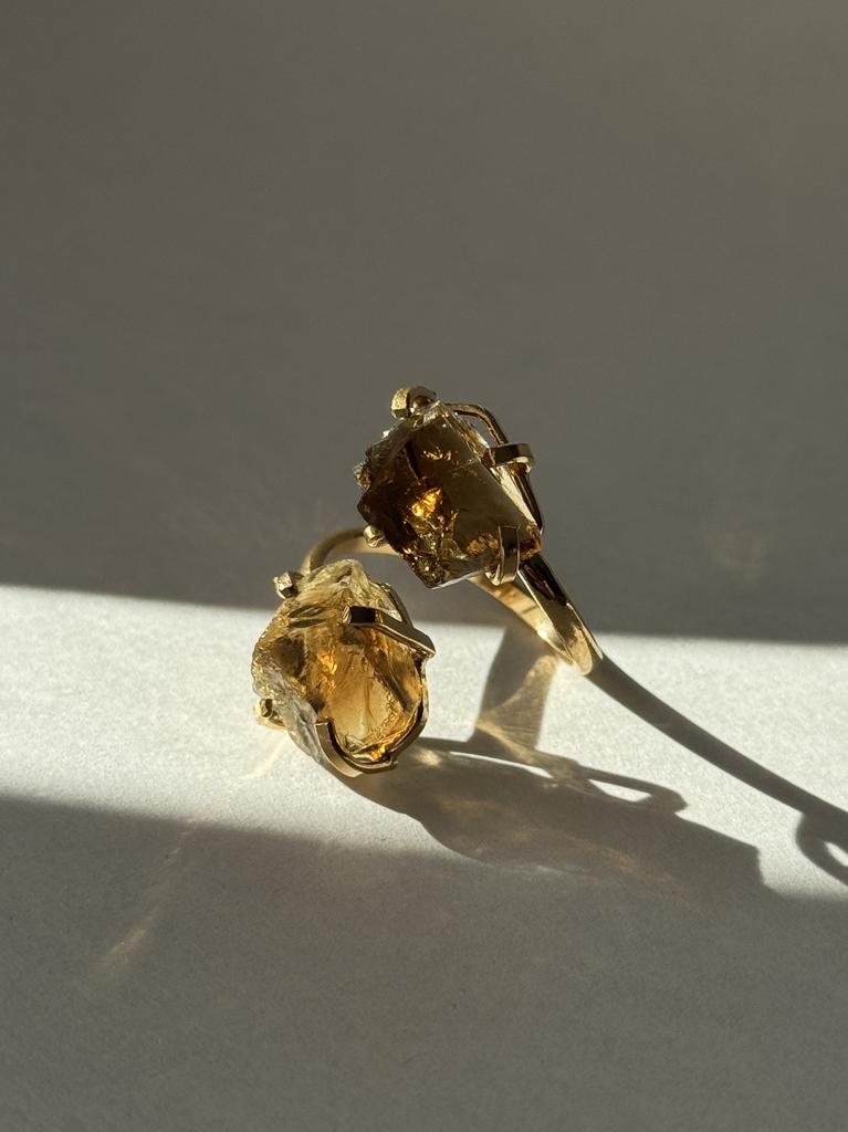 Кольцо с двойным цитрином