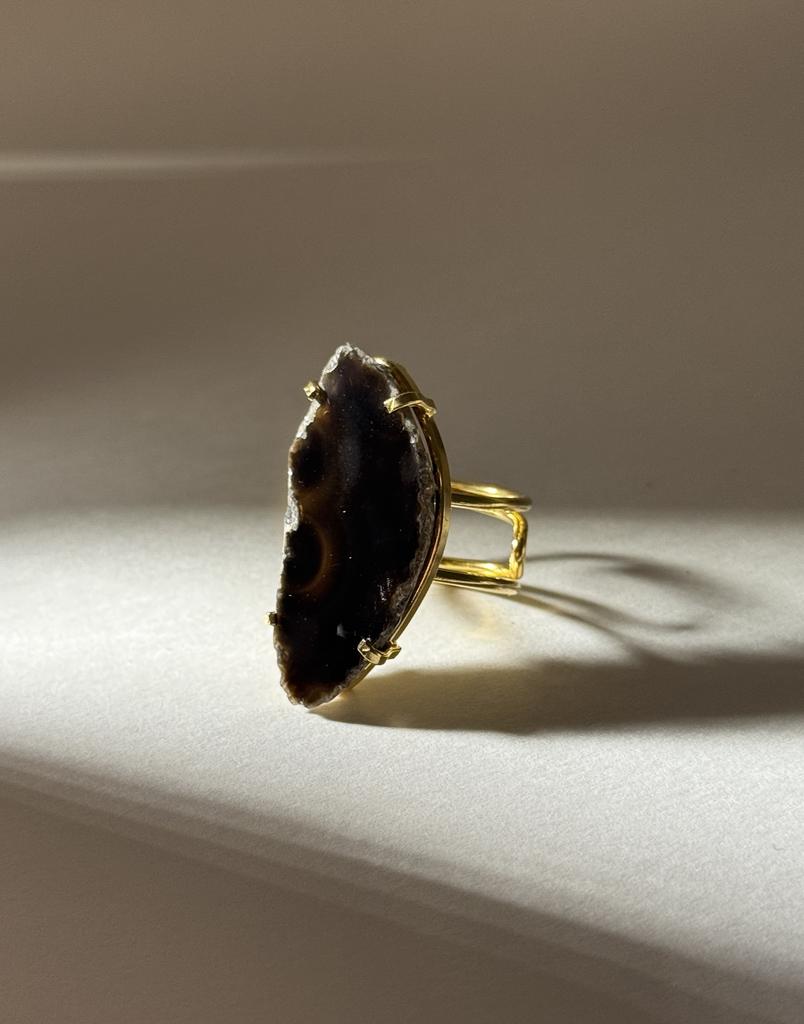 Кольцо со срезом агата