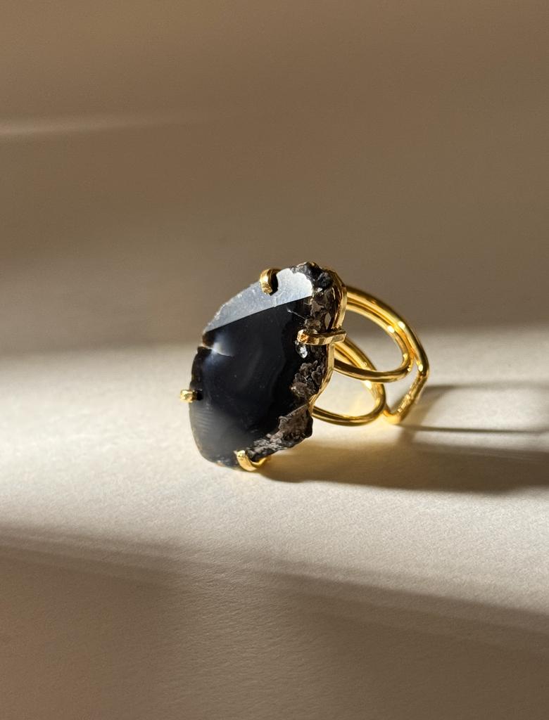 Кольцо со срезом агата