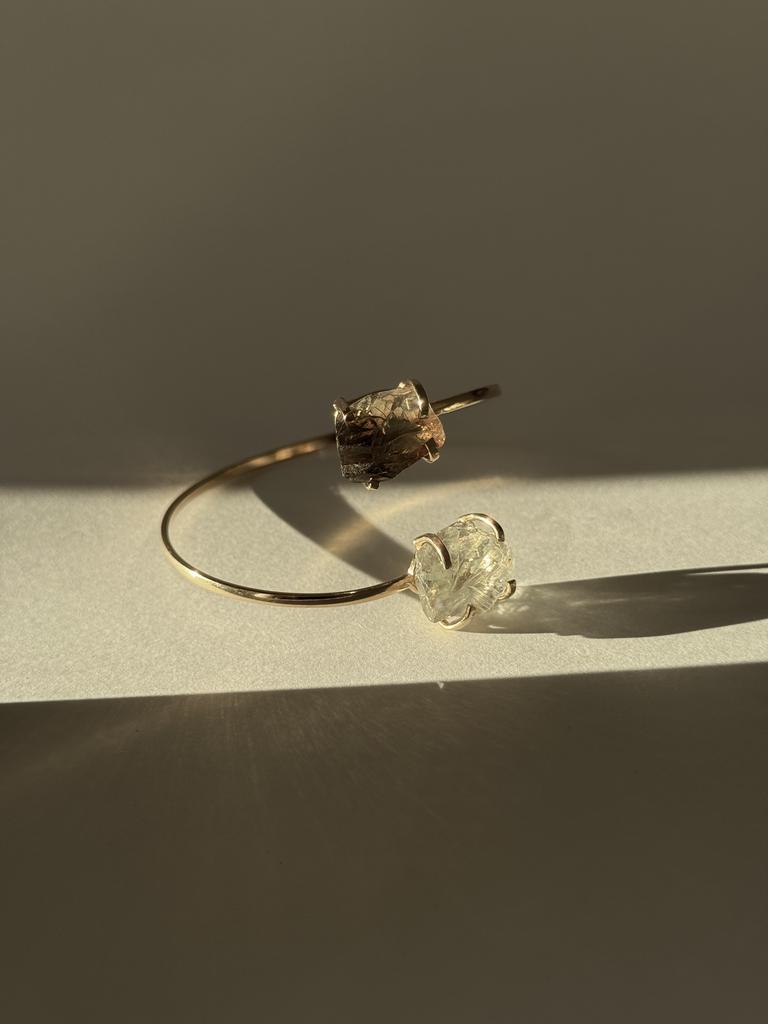 Браслет с аквамарином и раухтопазом