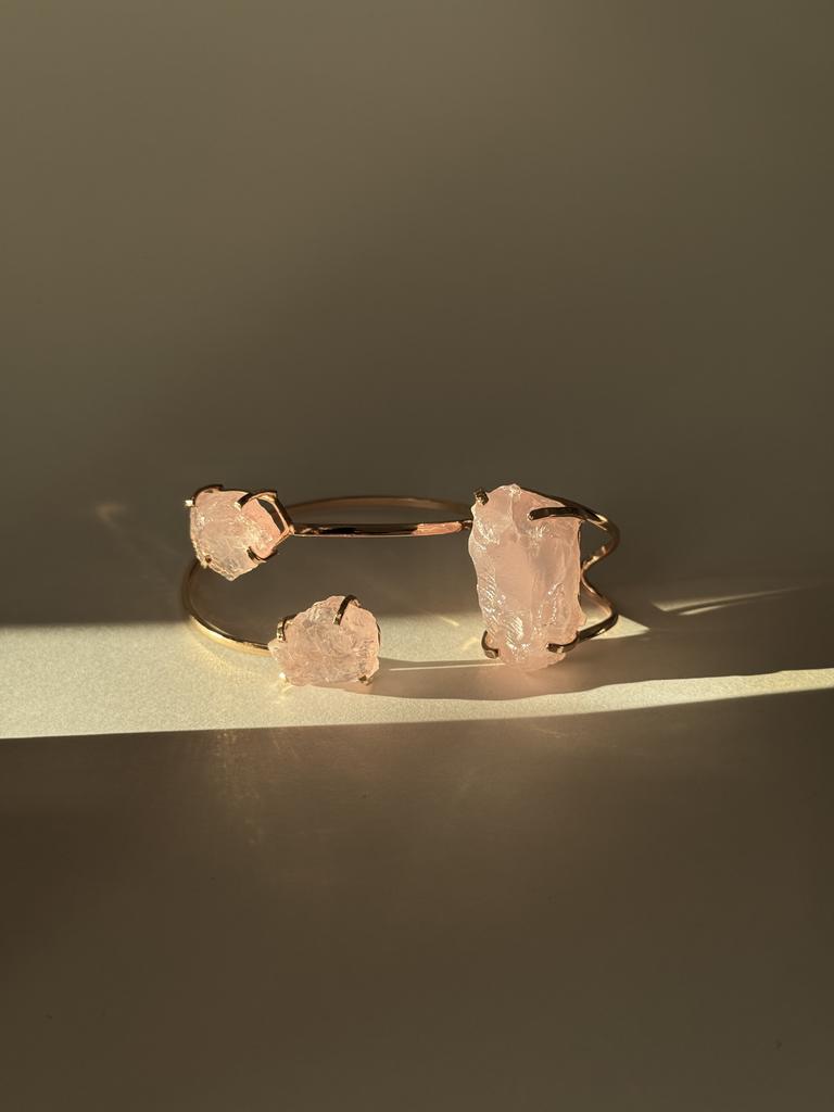Кольцо с розовым кварцем