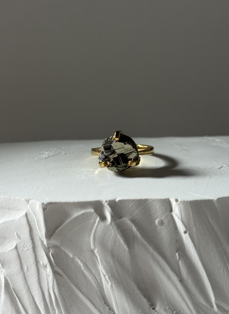 Кольцо мини с пиритом 15,5 - 17,5 размер