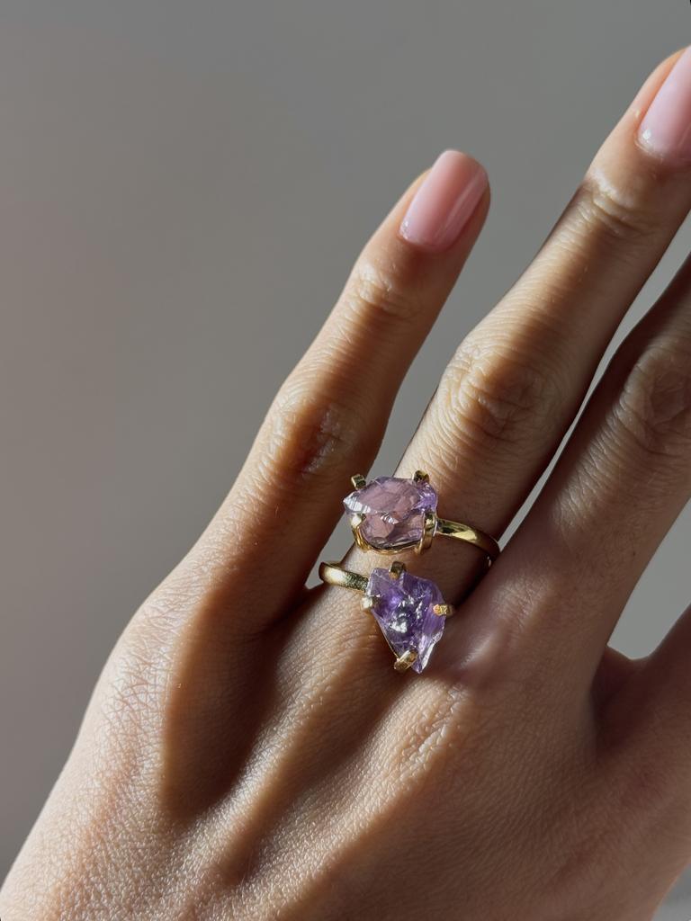 Кольцо с двойным аметистом