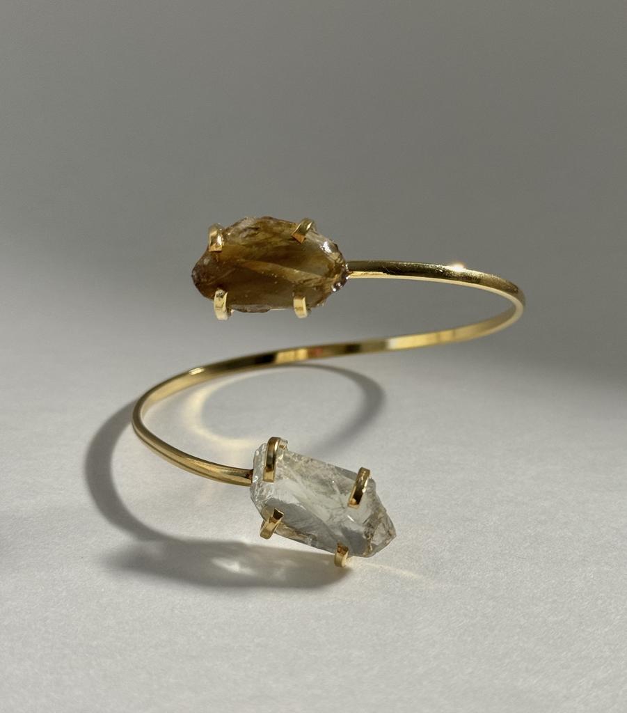 Браслет с аквамарином и раухтопазом