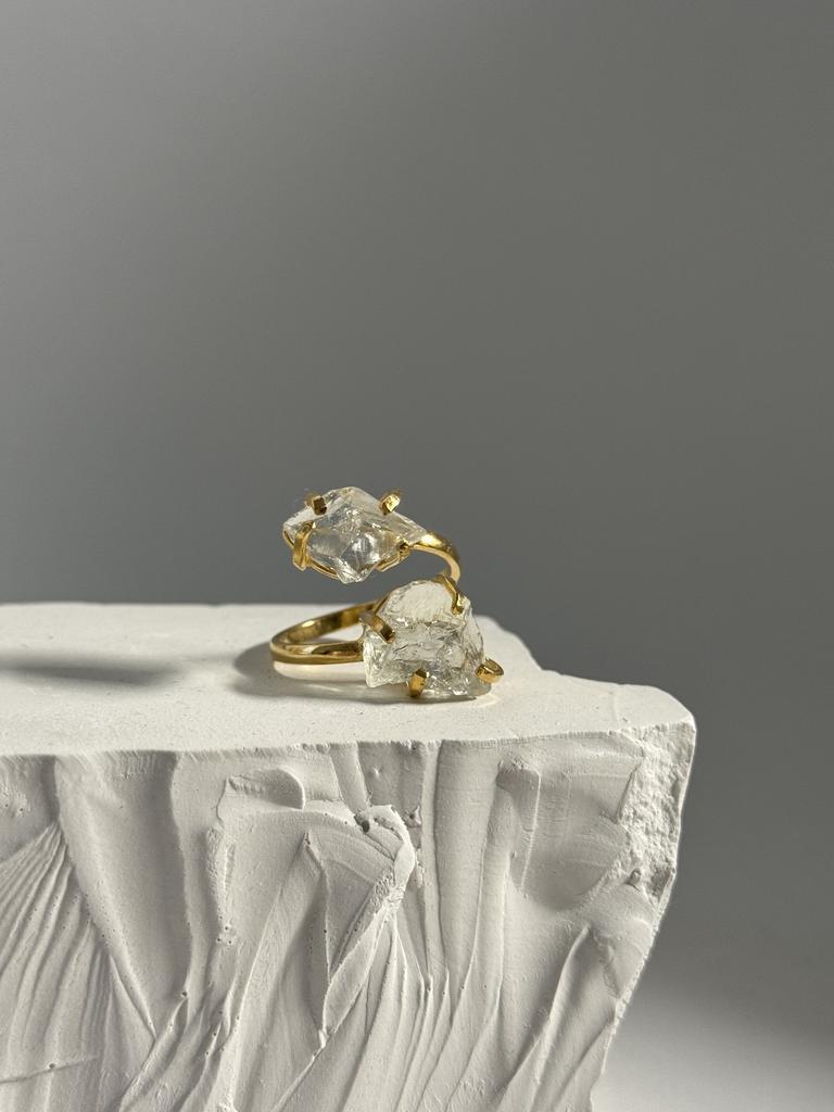 Кольцо с двойным аквамарином 16 - 20 размер