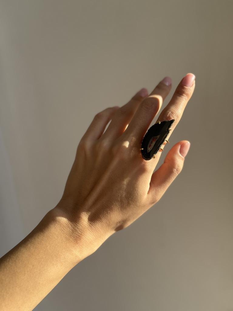 Кольцо со срезом агата