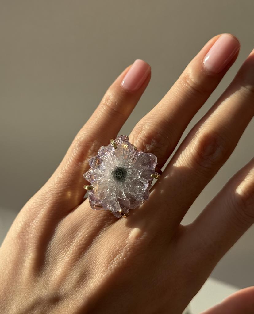 Кольцо со сталактитом аметиста