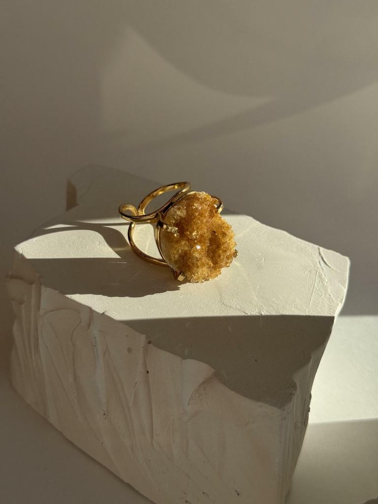 Кольцо с друзой цитрина