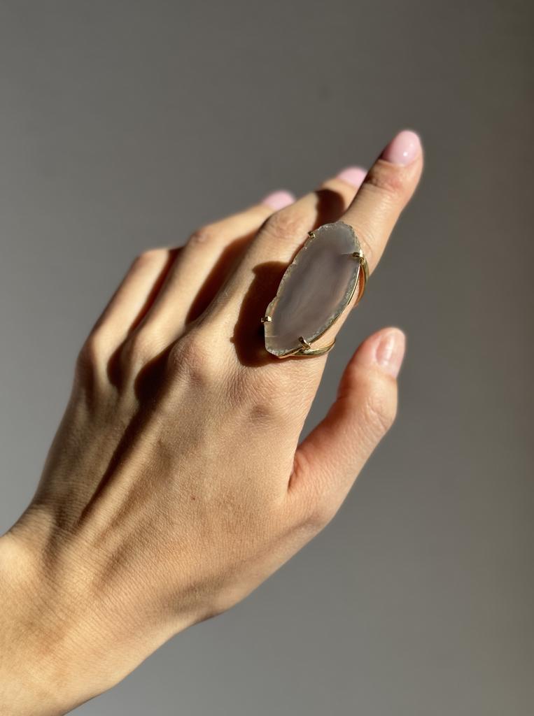 Кольцо со срезом агата