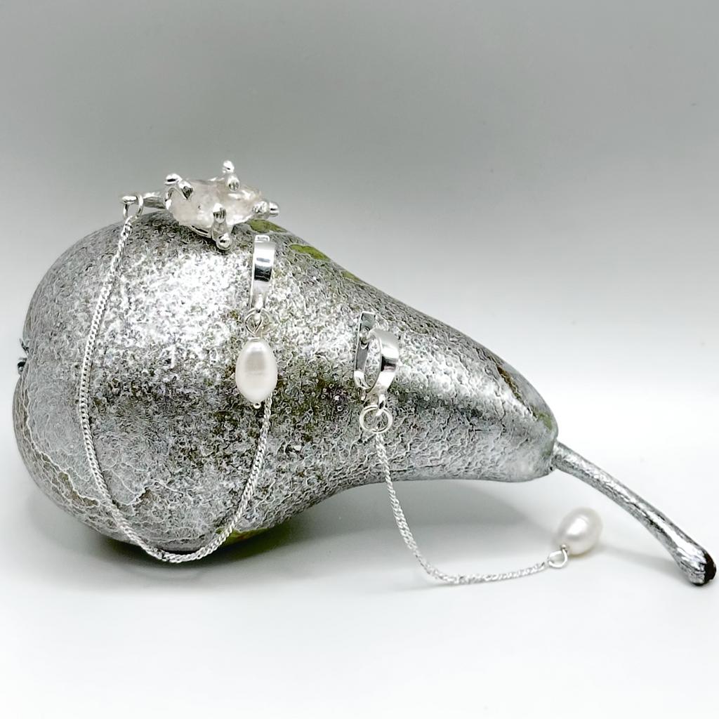 Серьги с кварцем и жемчугом (skol*zko)