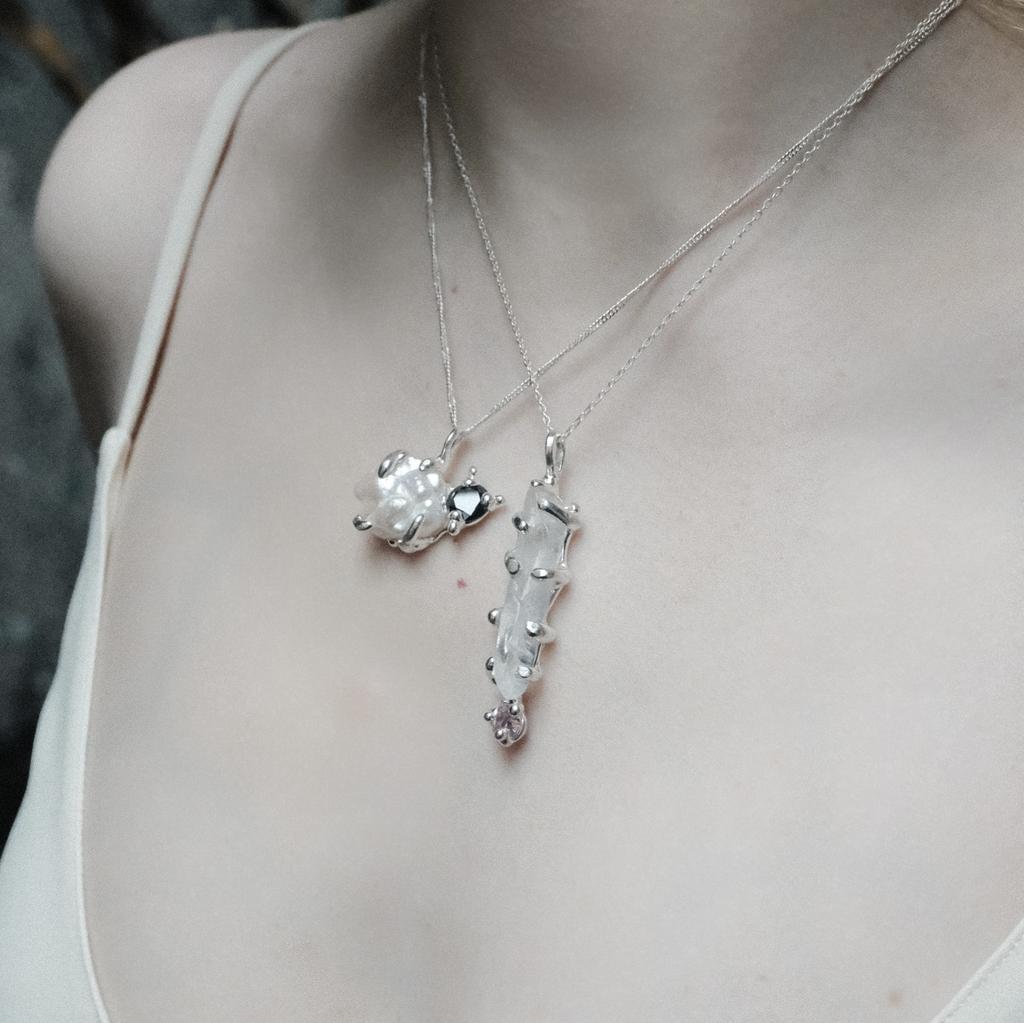 Подвеска с кварцем и розовым фианитом (skol*zko)