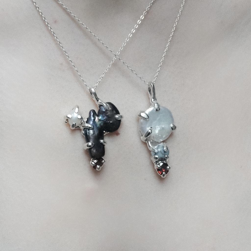 Подвеска с жемчугом и фианитом (skol*zko)