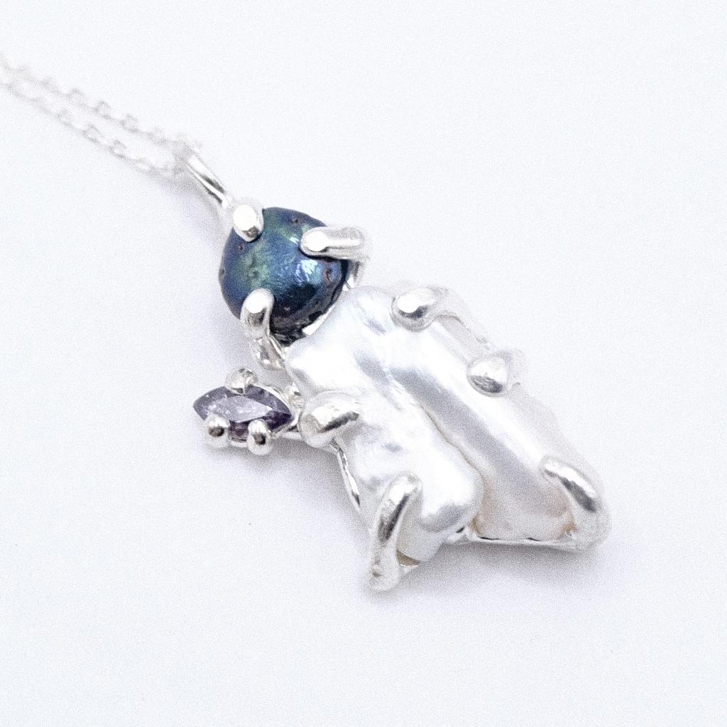 Подвеска с жемчугом и фианитом (skol*zko)