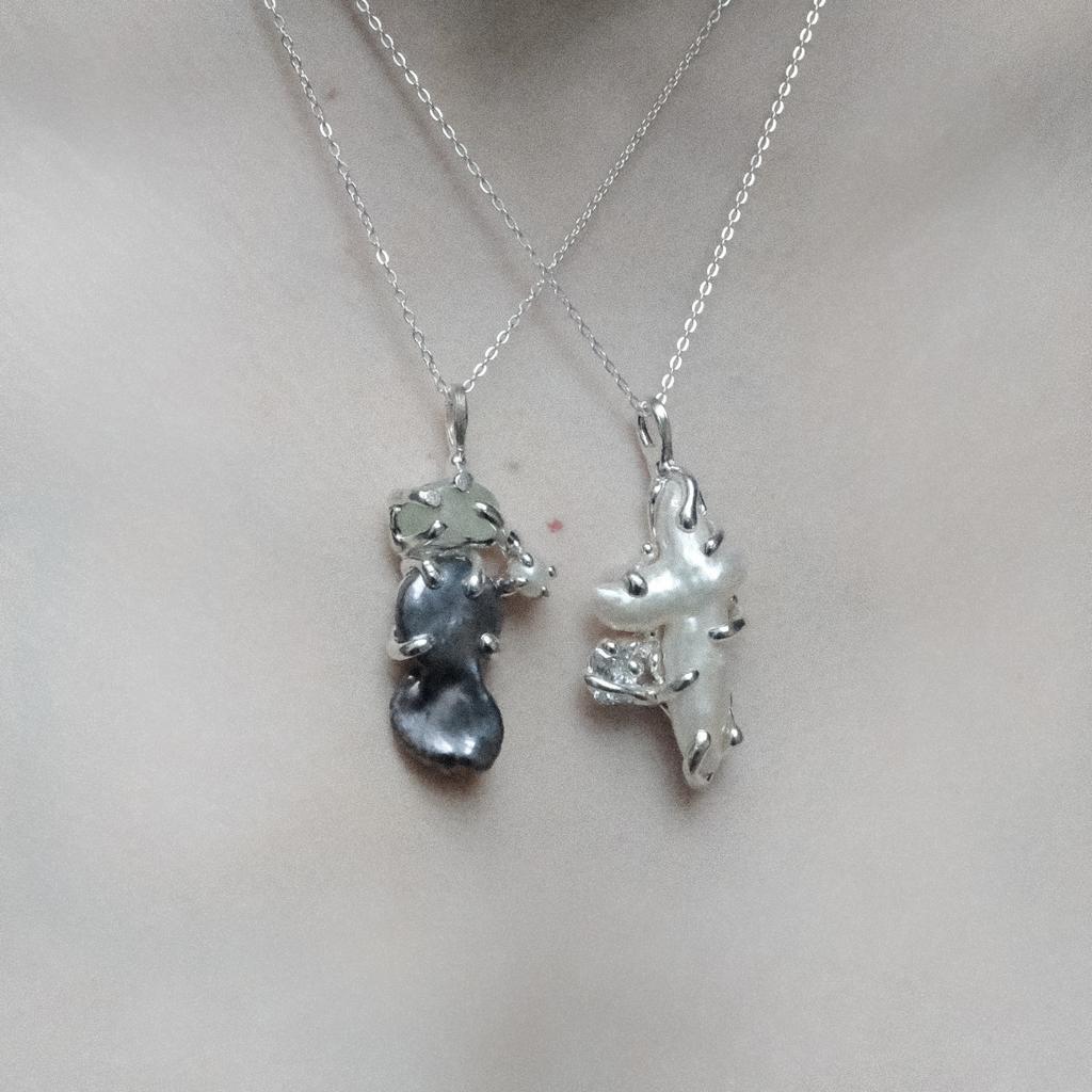 Подвеска с жемчугом и пренитом (skol*zko)