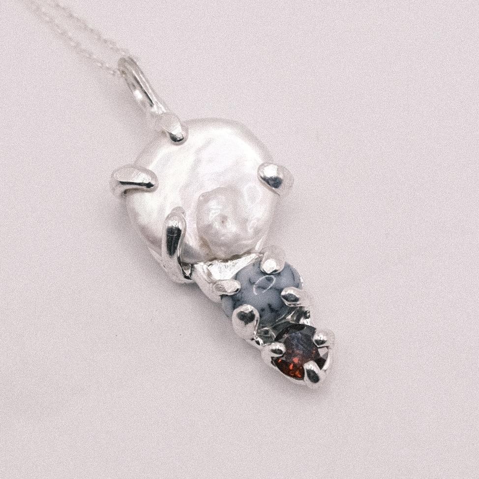 Подвеска с жемчугом, агатом и фианитом (skol*zko)