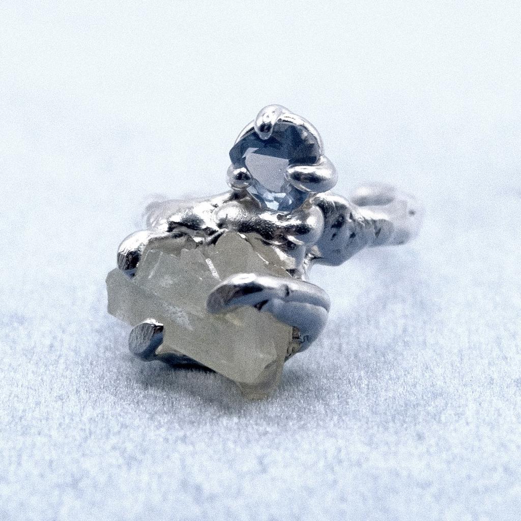 Кольцо с кварцем и голубым фианитом (skol*zko)