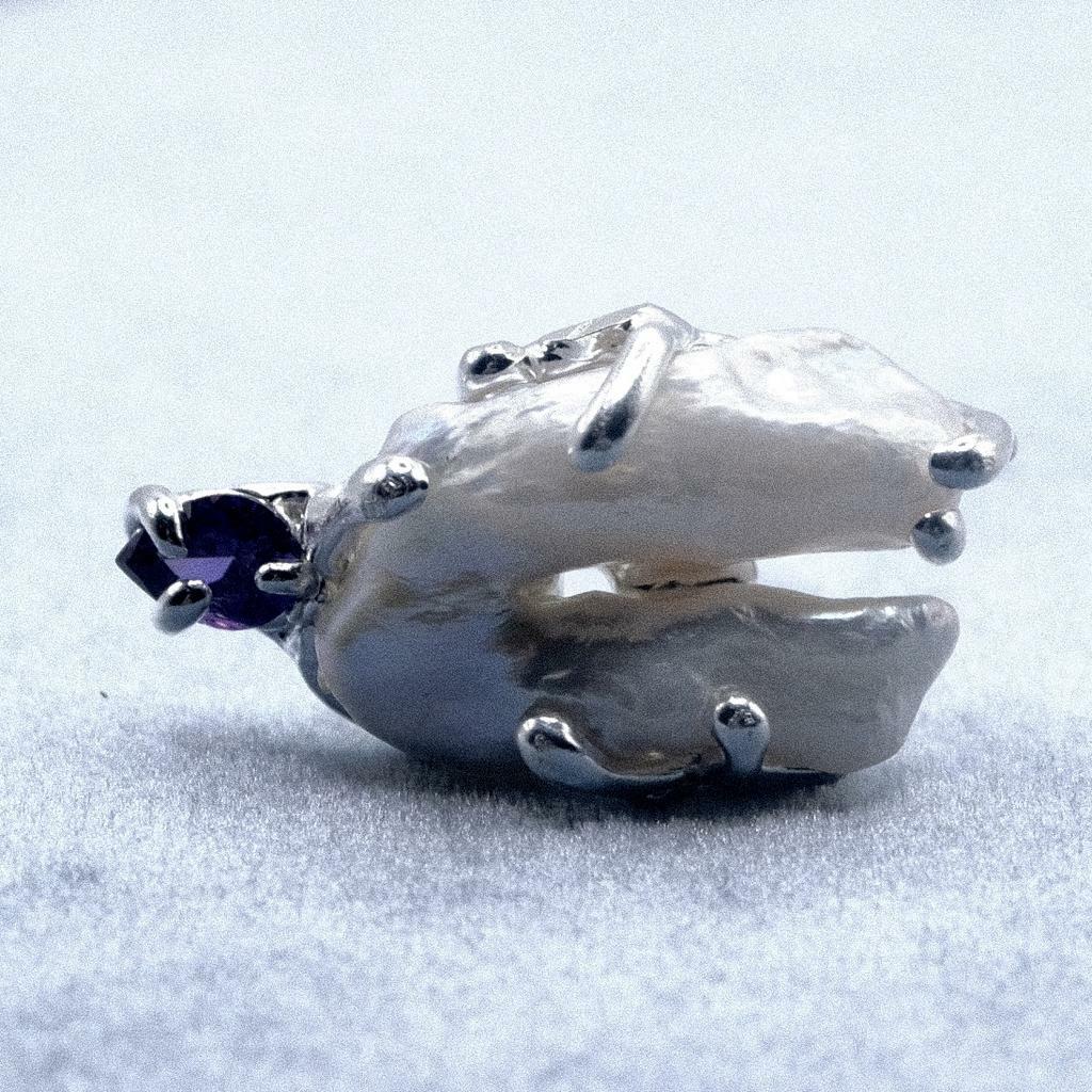 Кольцо с жемчугом и фиолетовым фианитом (skol*zko)