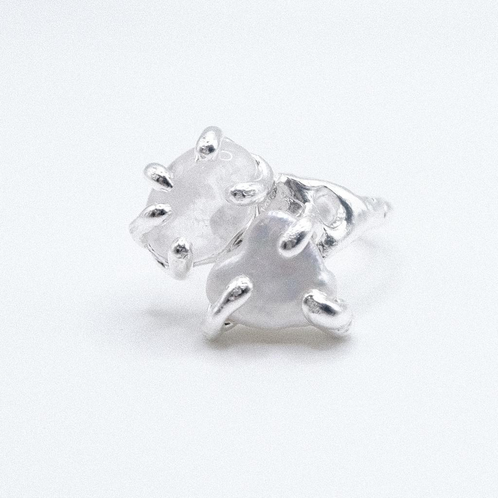 Кольцо с кварцем и жемчугом