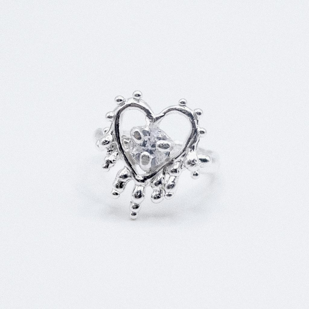 Кольцо «Сердце» с белым фианитом