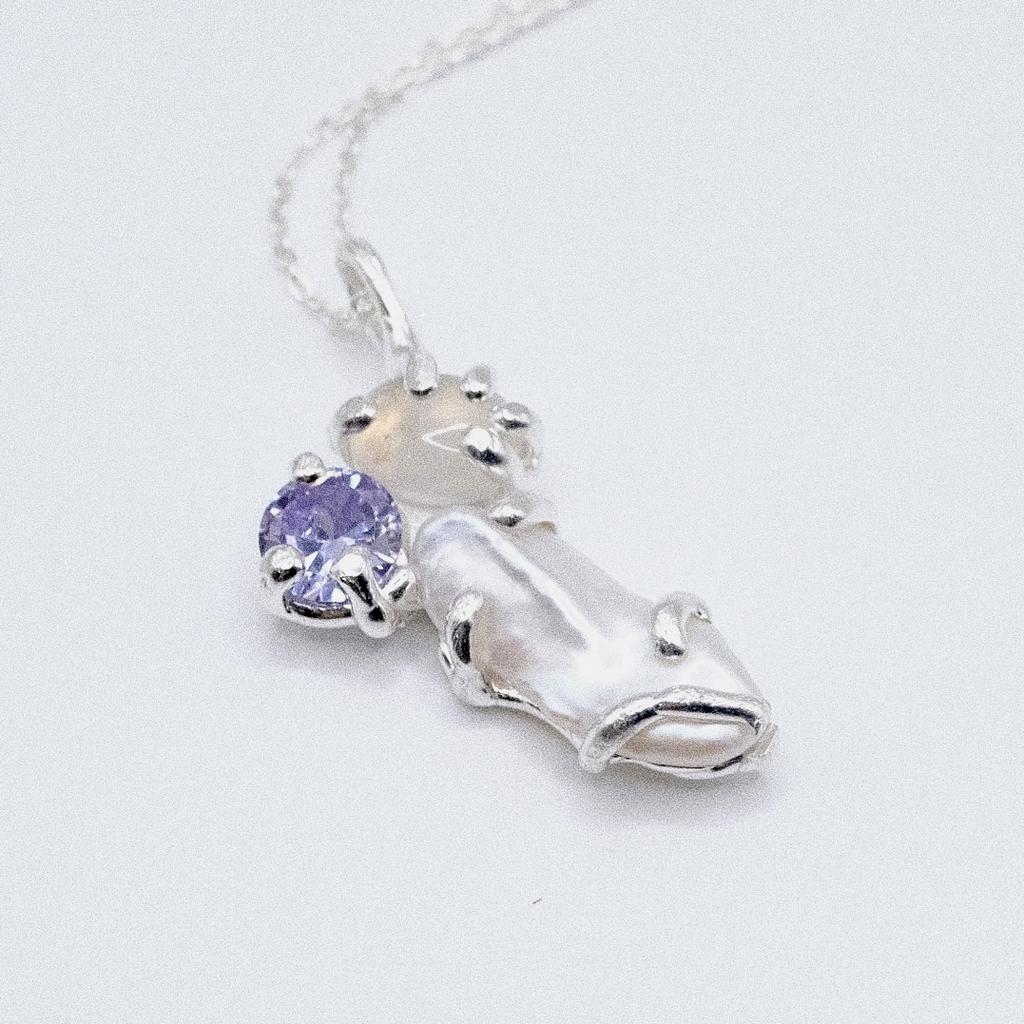 Подвеска «Муси-муси» с фианитом, жемчугом и агатом