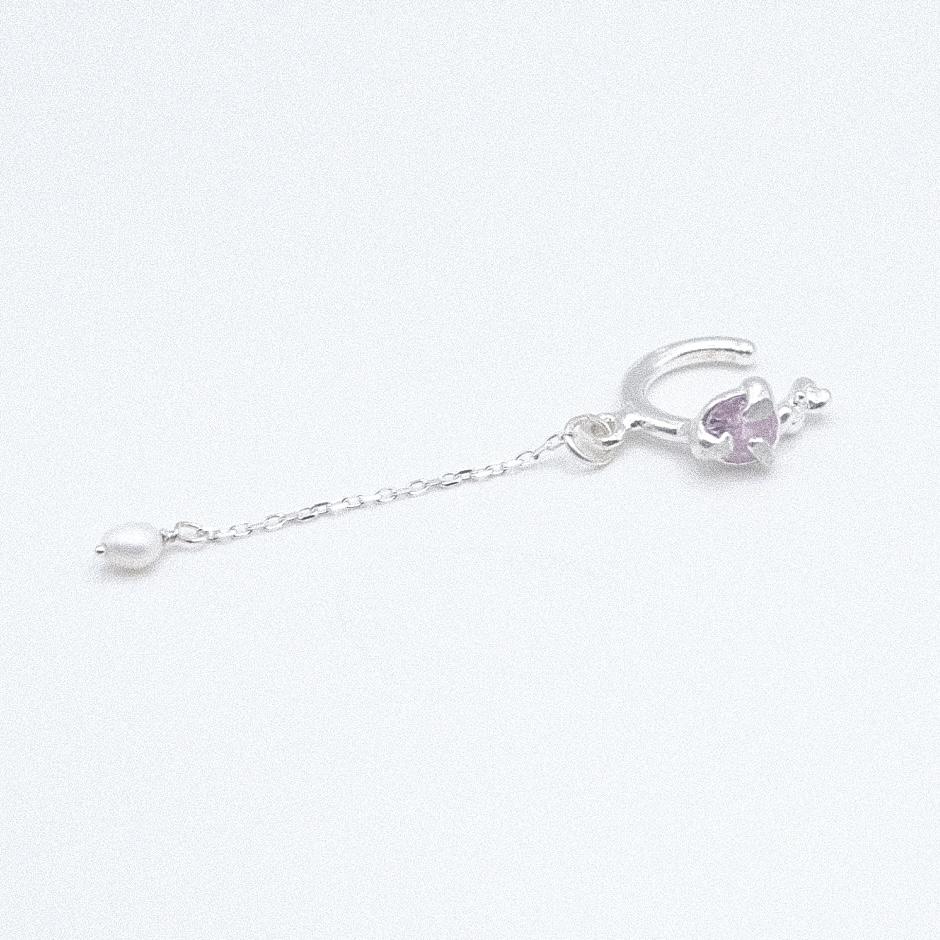 Кафф с розовым фианитом и жемчугом «Скользко»