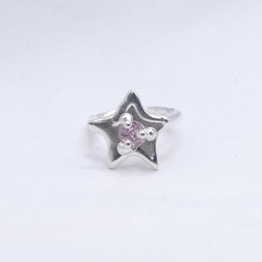 Кольцо «Звёздочка» с розовым фианитом