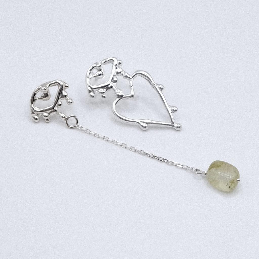 Серьги с пренитом из сердечного дропа