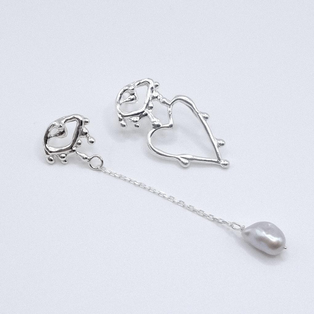Серьги с жемчугом из сердечного дропа