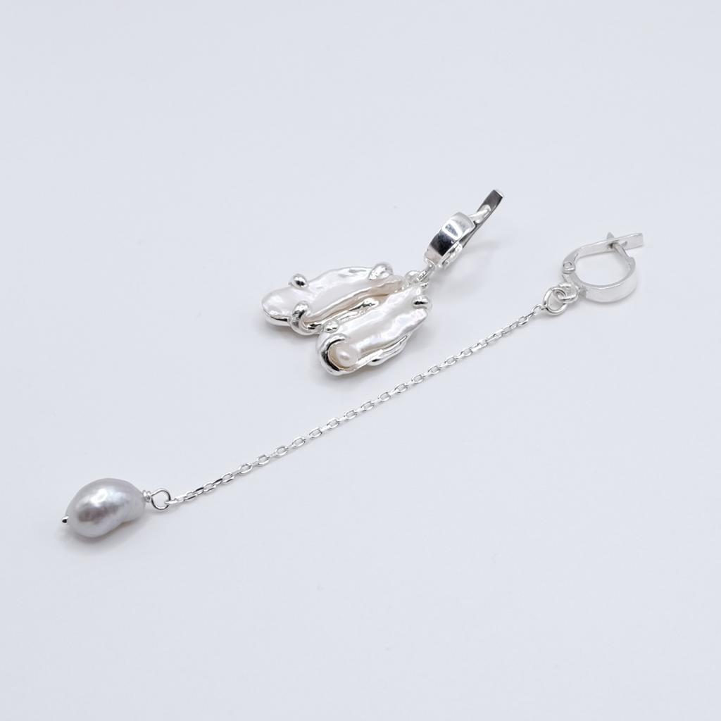 Серьги с жемчугом  “Лютик”