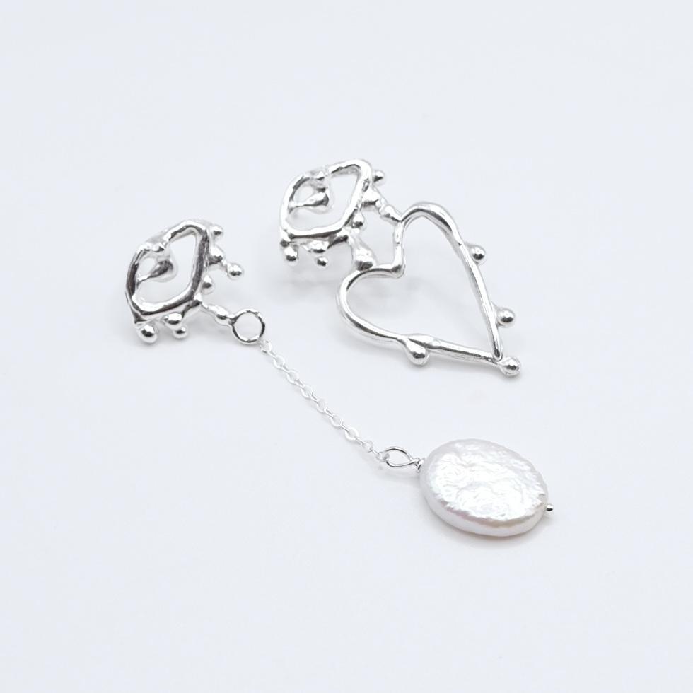 Серьги с жемчугом из сердечного дропа