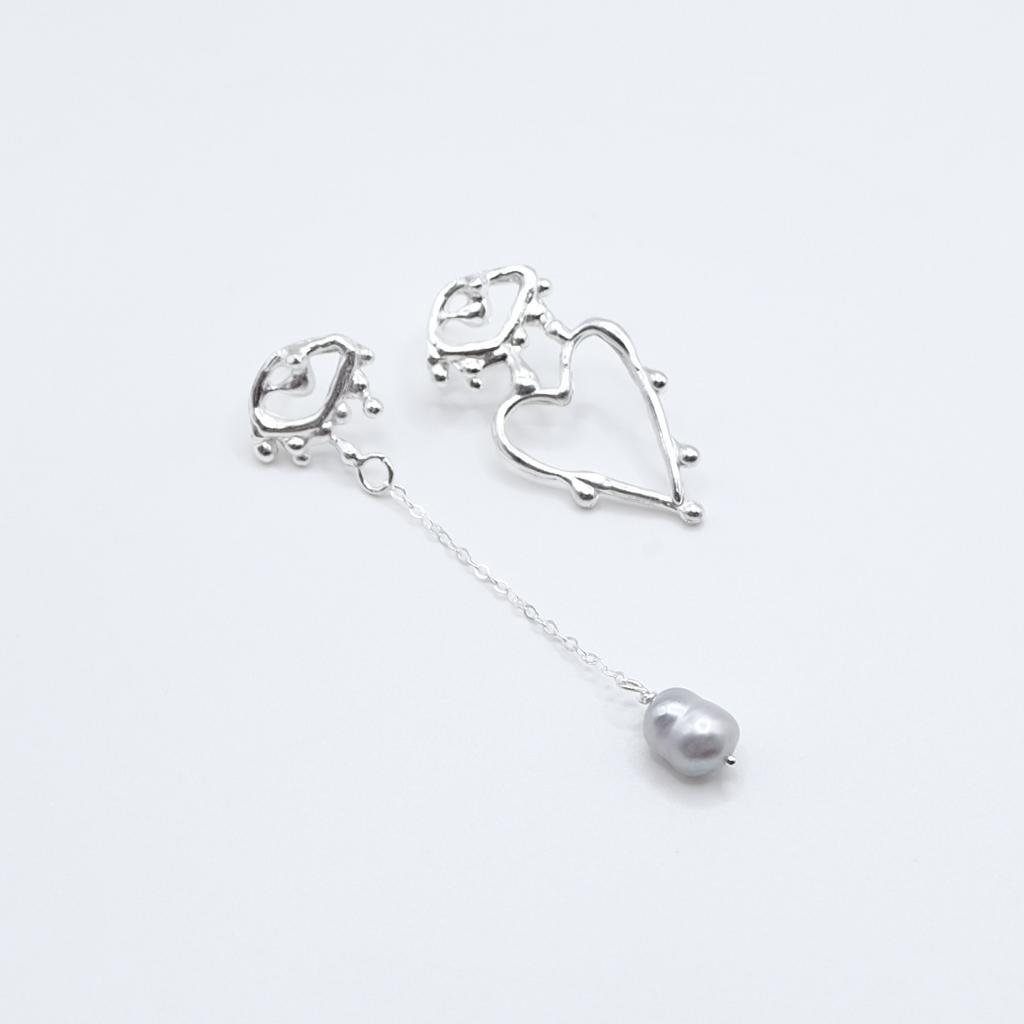 Серьги с жемчугом из сердечного дропа