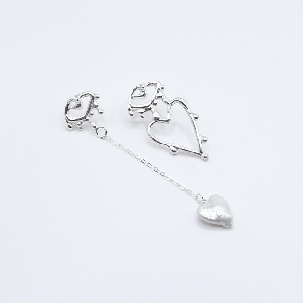 Серьги с жемчугом из сердечного дропа