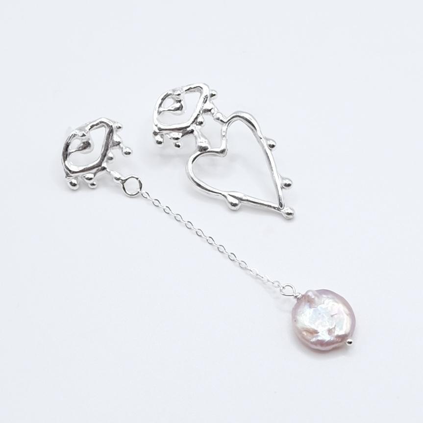 Серьги с жемчугом из сердечного дропа
