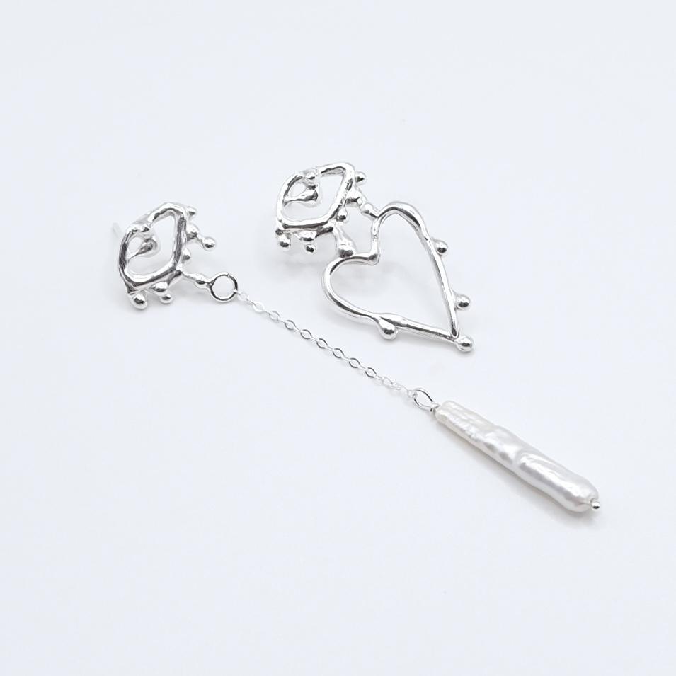 Серьги с жемчугом из сердечного дропа