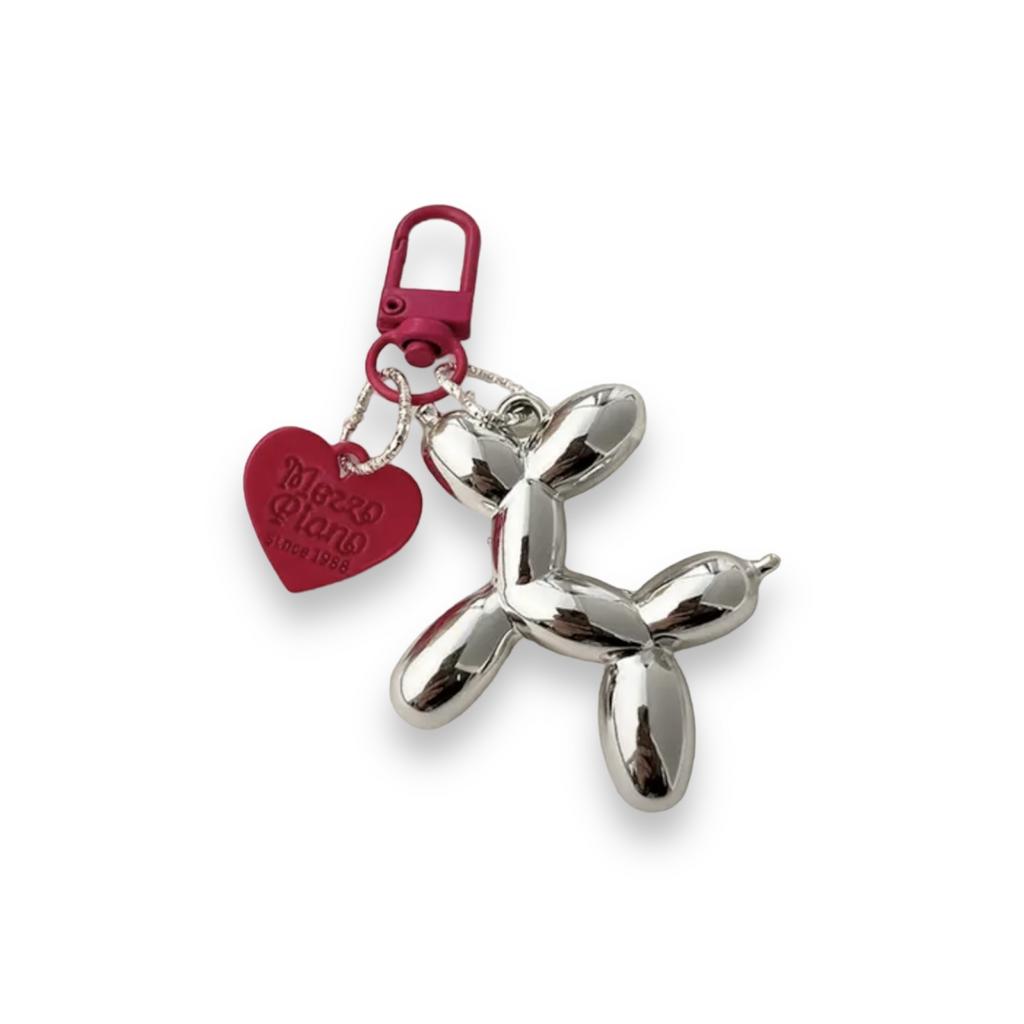 Брелок: собачка серебро с розовым сердцем