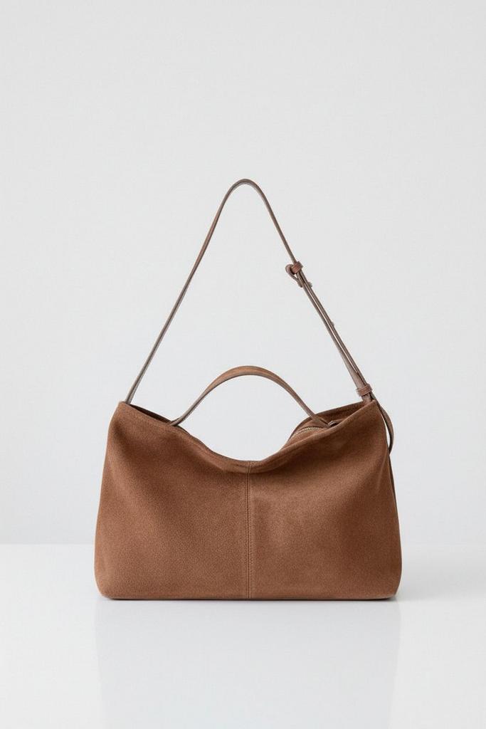 Замшевая сумка-шоппер в цвете орех