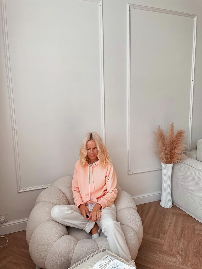 Худи из 100% хлопка в персиковом цвете